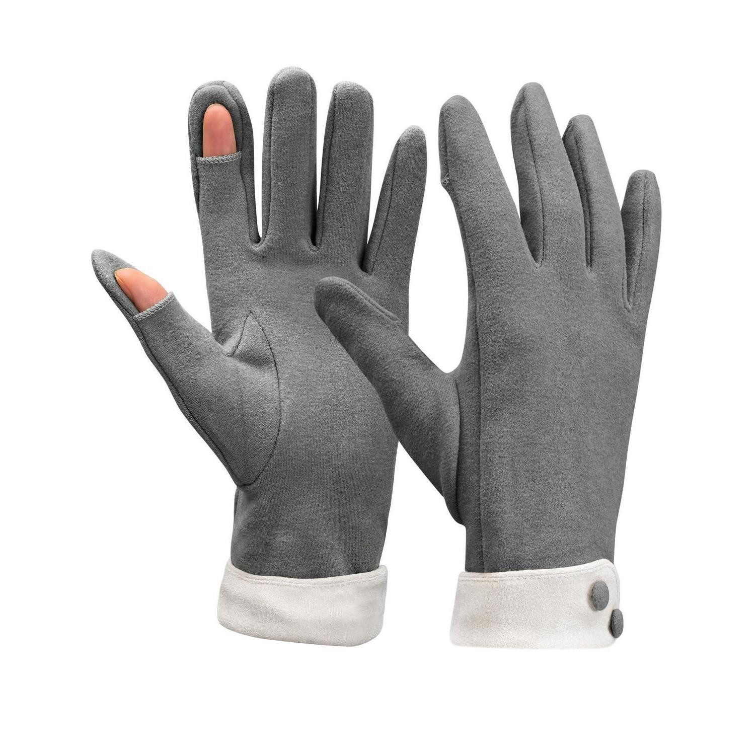 LuxusKollektion Thermohandschuhe Handschuhe Damen Winter Touchscreen Grau (1-St)