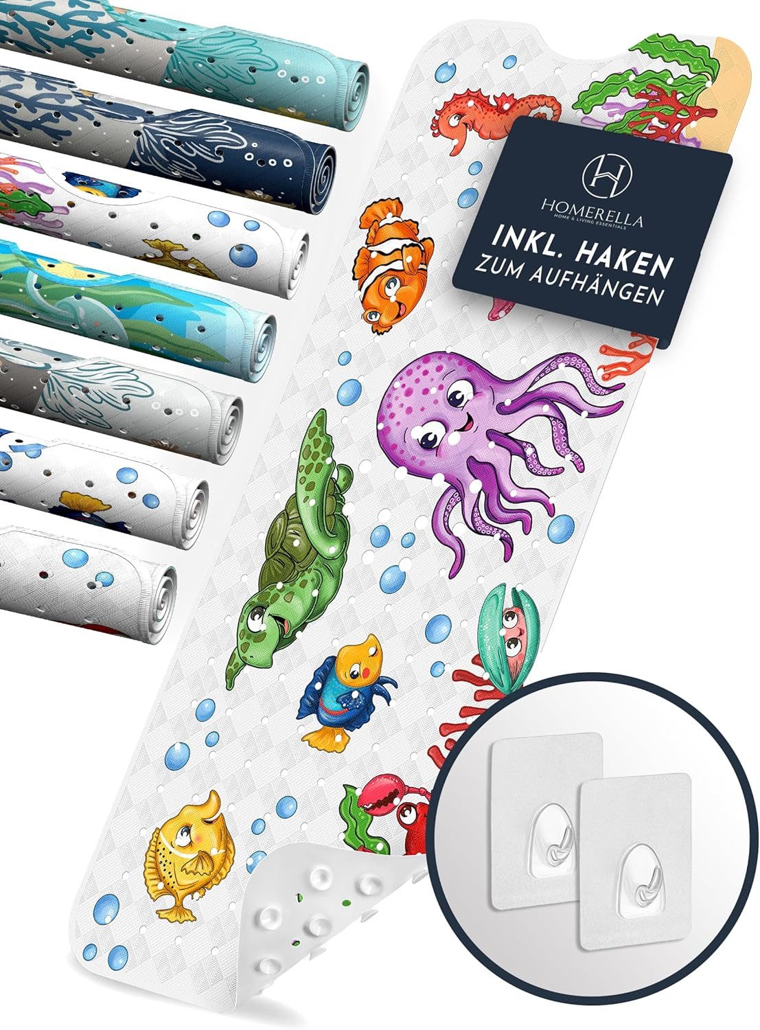 Homerella Badematte rutschfest Kinder - 100% BPA frei Inkl. 2 Haken zum Auf günstig online kaufen