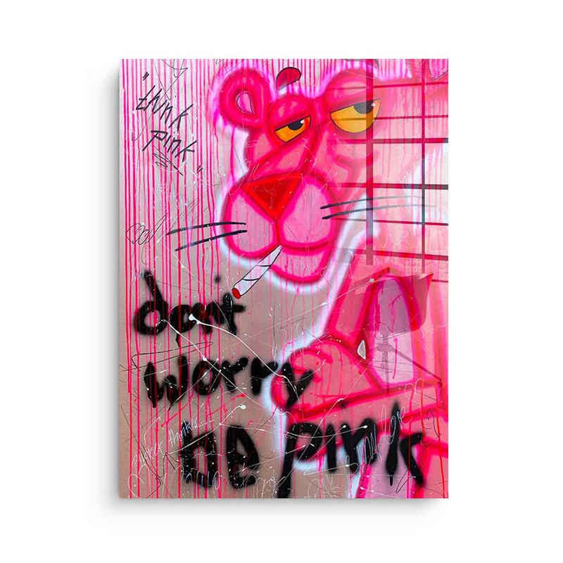 DOTCOMCANVAS® Acrylglasbild Dont Worry Be Pink - Acrylglas, Acrylglasbild Der rosarote Panther Porträt Comic Dont Worry Be Pink