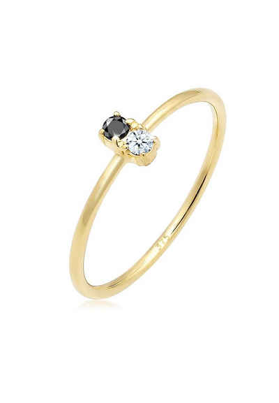 Elli DIAMONDS Verlobungsring Bi-Color Schwarzer Diamant (0.06 ct) 375 Gelbgold