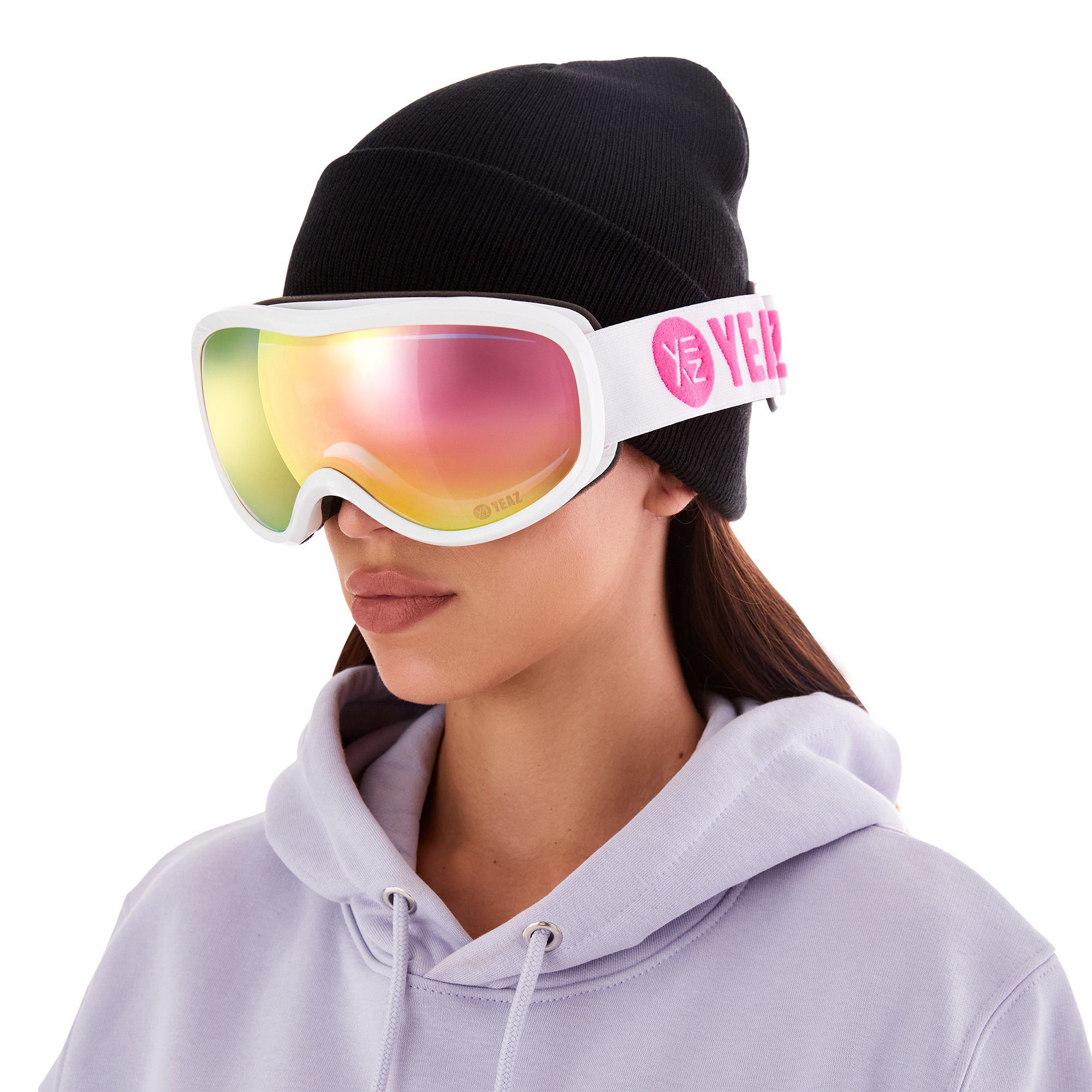 snowboard-brille und Jugendliche und Erwachsene Snowboardbrille pink/weiss, Premium-Ski- Skibrille für und ski- STEEZE YEAZ