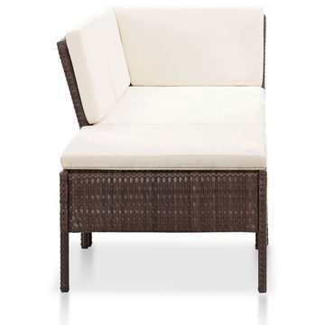 vidaXL Garten-Essgruppe 3-tlg Garten Lounge Set mit Auflagen Polyrattan Braun Sitzgruppe Set L