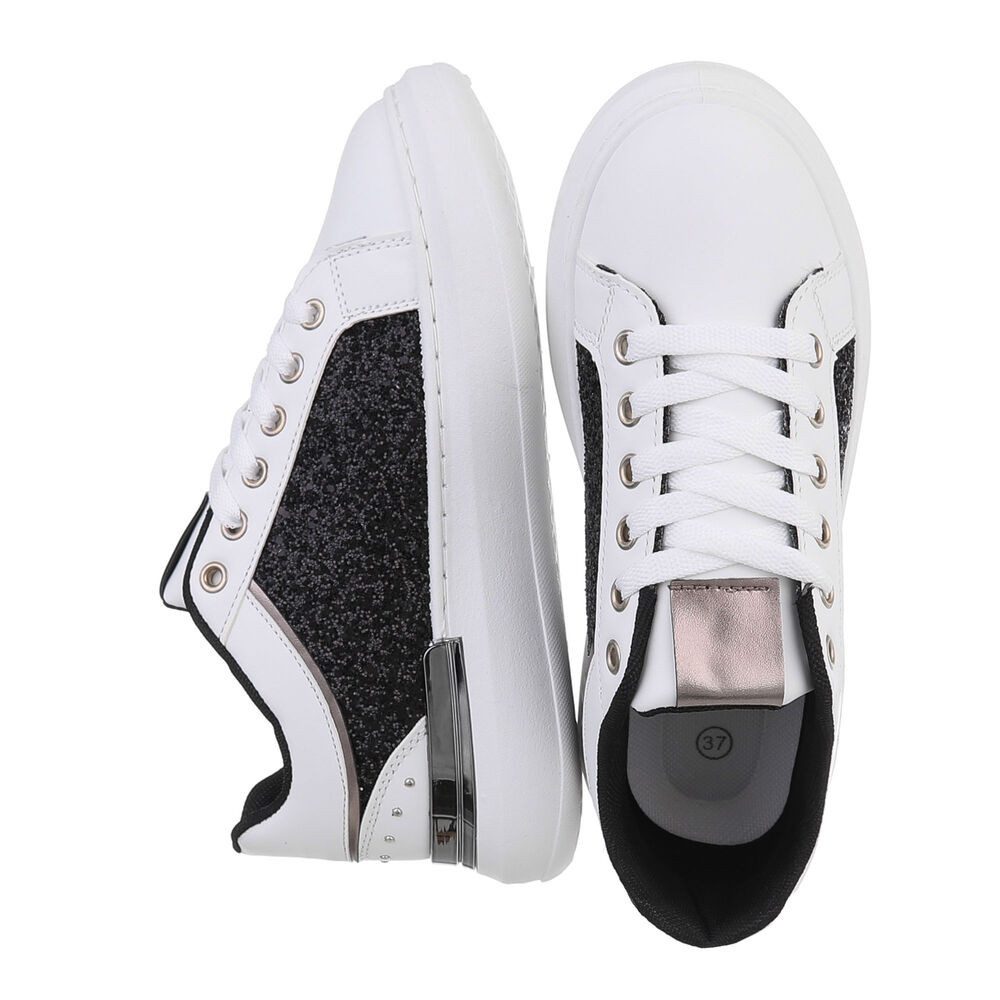 Ital-Design Damen Low-Top Freizeit Sneaker (86188087) Keilabsatz/Wedge Sneakers Low in Schwarz