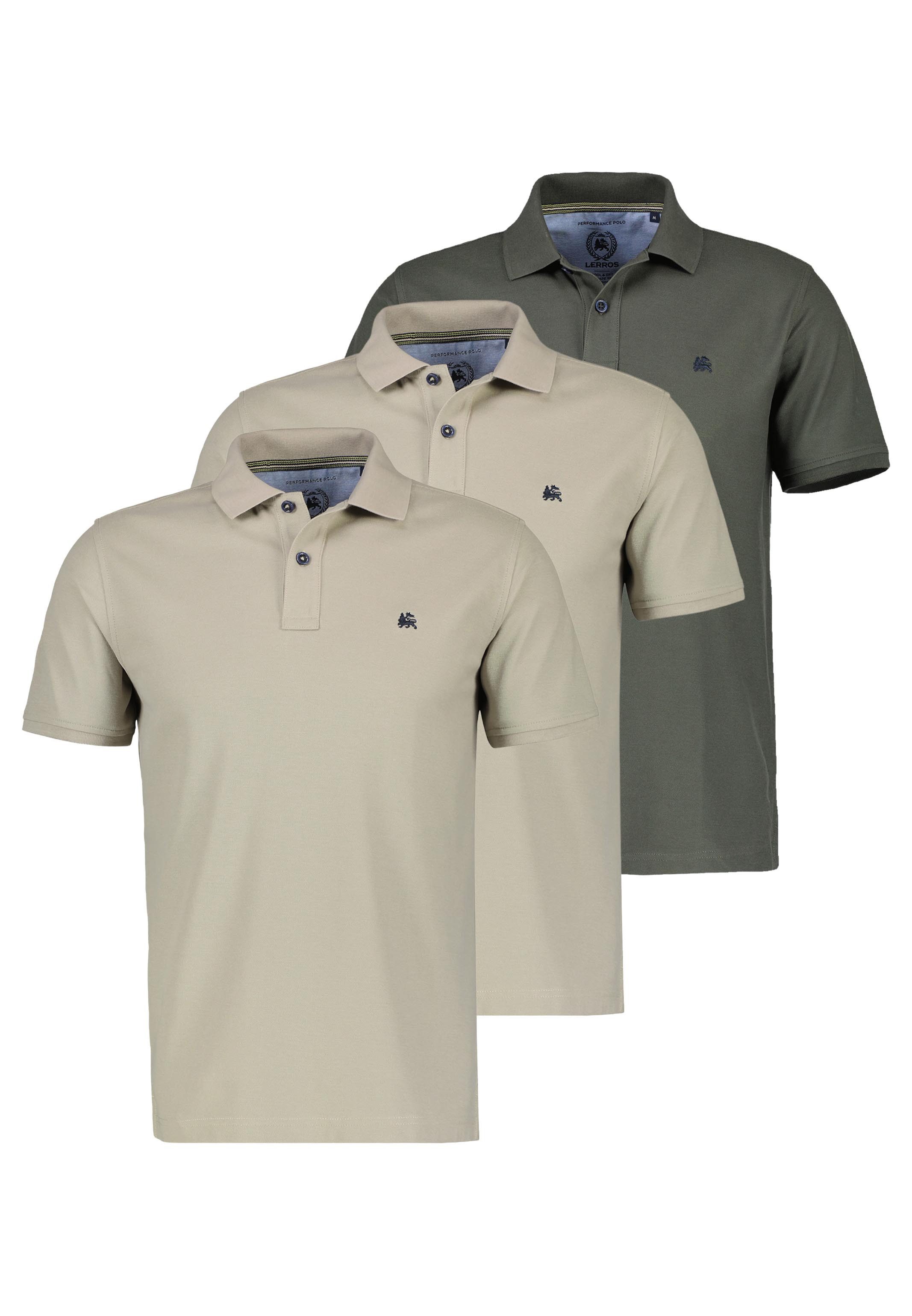 LERROS 3er Pack Basic (Spar-Set, 3-tlg) Poloshirt - Baumwolle - Atmungsaktiv - Leichte Piqueware