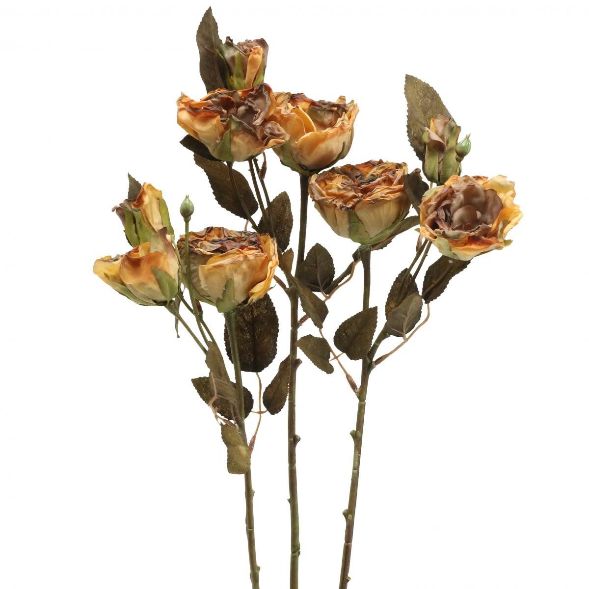 Kunstblume Deko Rosen Blumenstrauß Kunstblumen Gelb 45cm 3St - Hochzeit, 3 Stück, Florists Products, Höhe 6 cm