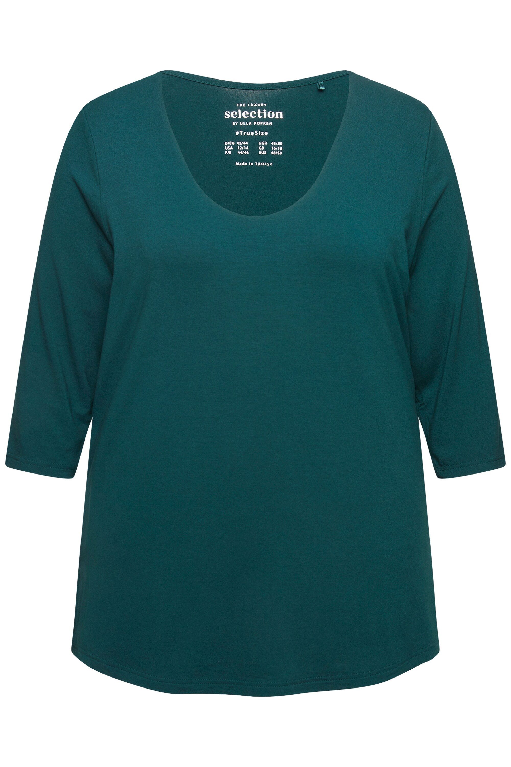 Ulla Popken T-Shirt Shirt tiefer Rundhalsausschnitt günstig online kaufen