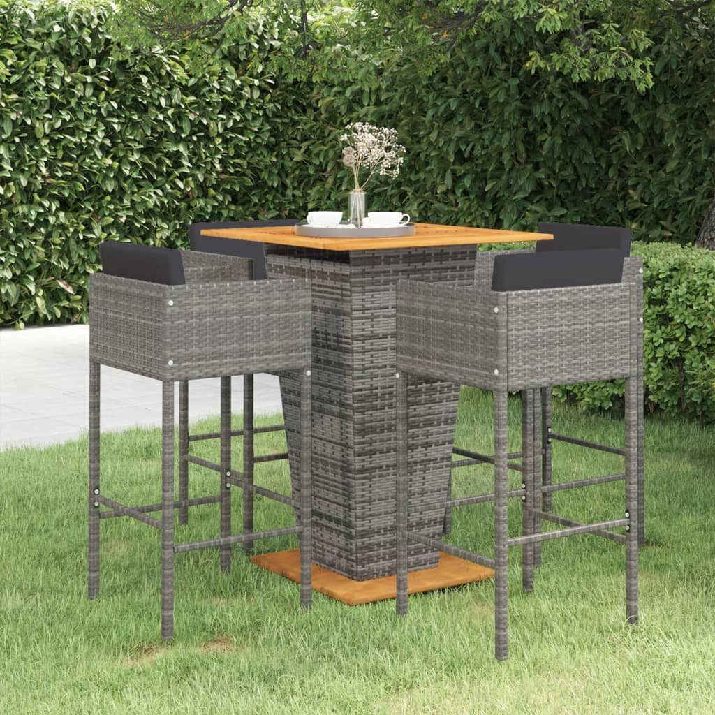 furnicato Gartenbar-Set Grau 80x80x110 cm mit Echtholz Tischplatte, (1-tlg)