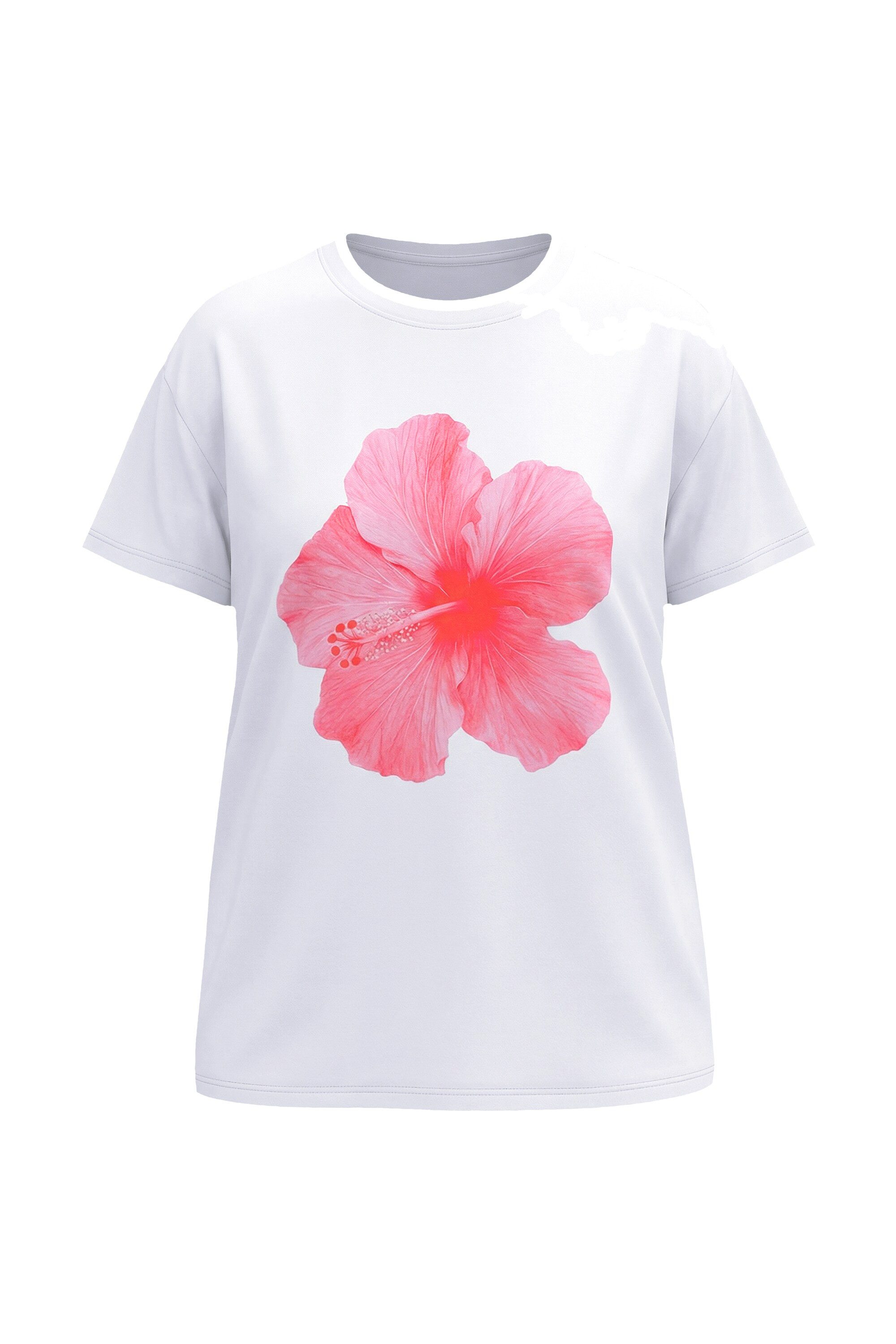 Angel of Style T-Shirt T-Shirt Boxy Fit Hibiskus-Blüte halbarm günstig online kaufen
