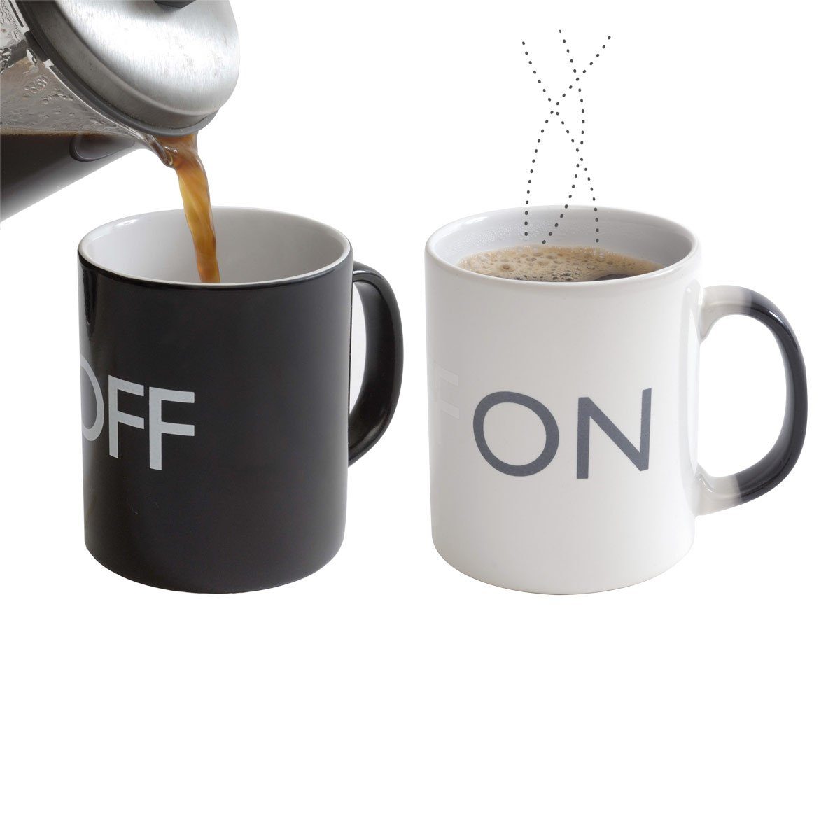 Goods+Gadgets Tasse GOODS+GADGETS Animierte Thermo Tasse On/Off - Farbwechsel Kaffeetasse, Keramik, wärmeempfindliche Kaffee Tasse