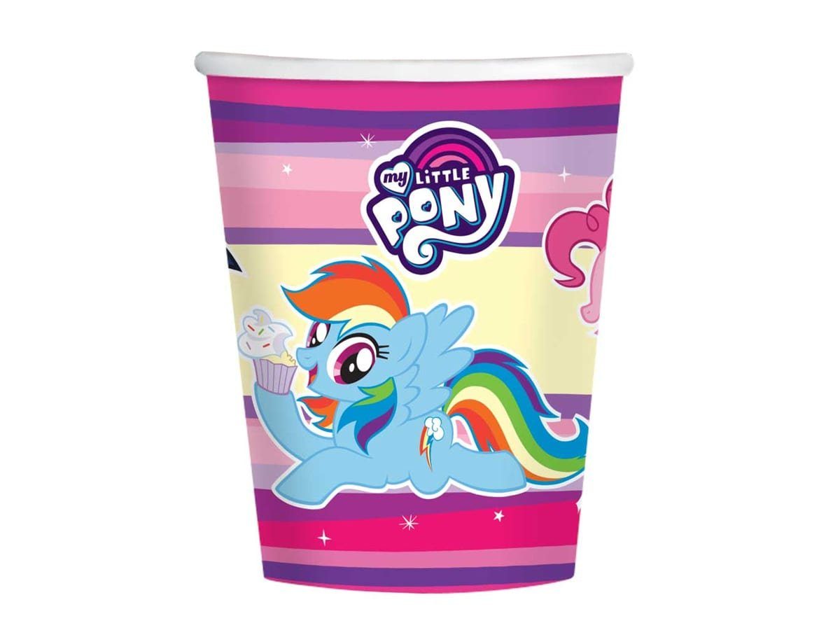 Festivalartikel Einwegbecher My Little Pony Set 8 Einwegbecher Pappbecher 250 ml Einhorn Unicorn