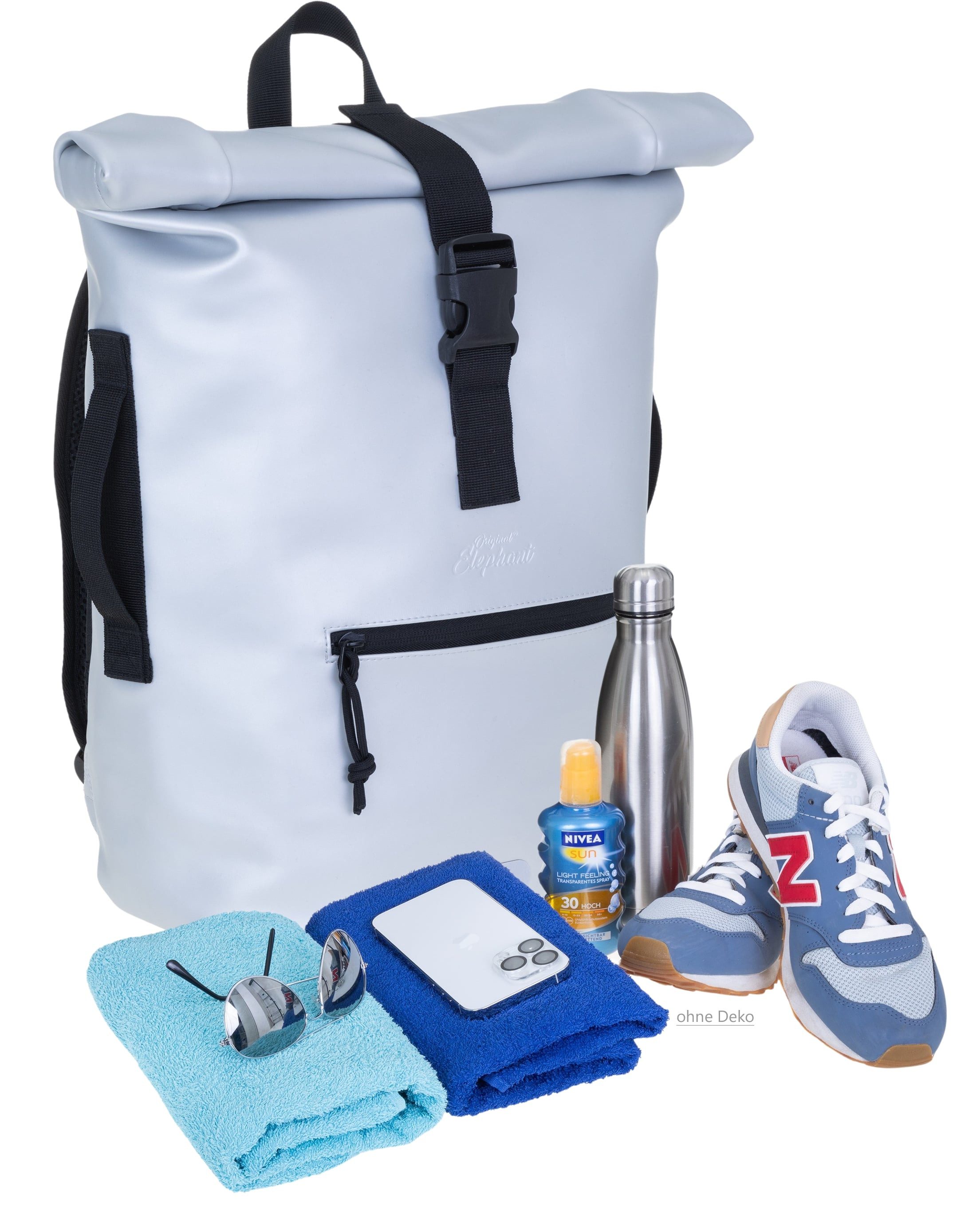 ELEPHANT Freizeitrucksack Time Bag aus Plane, Rucksack Laptoprucksack Daypack wasserabweisend + Trinkflasche