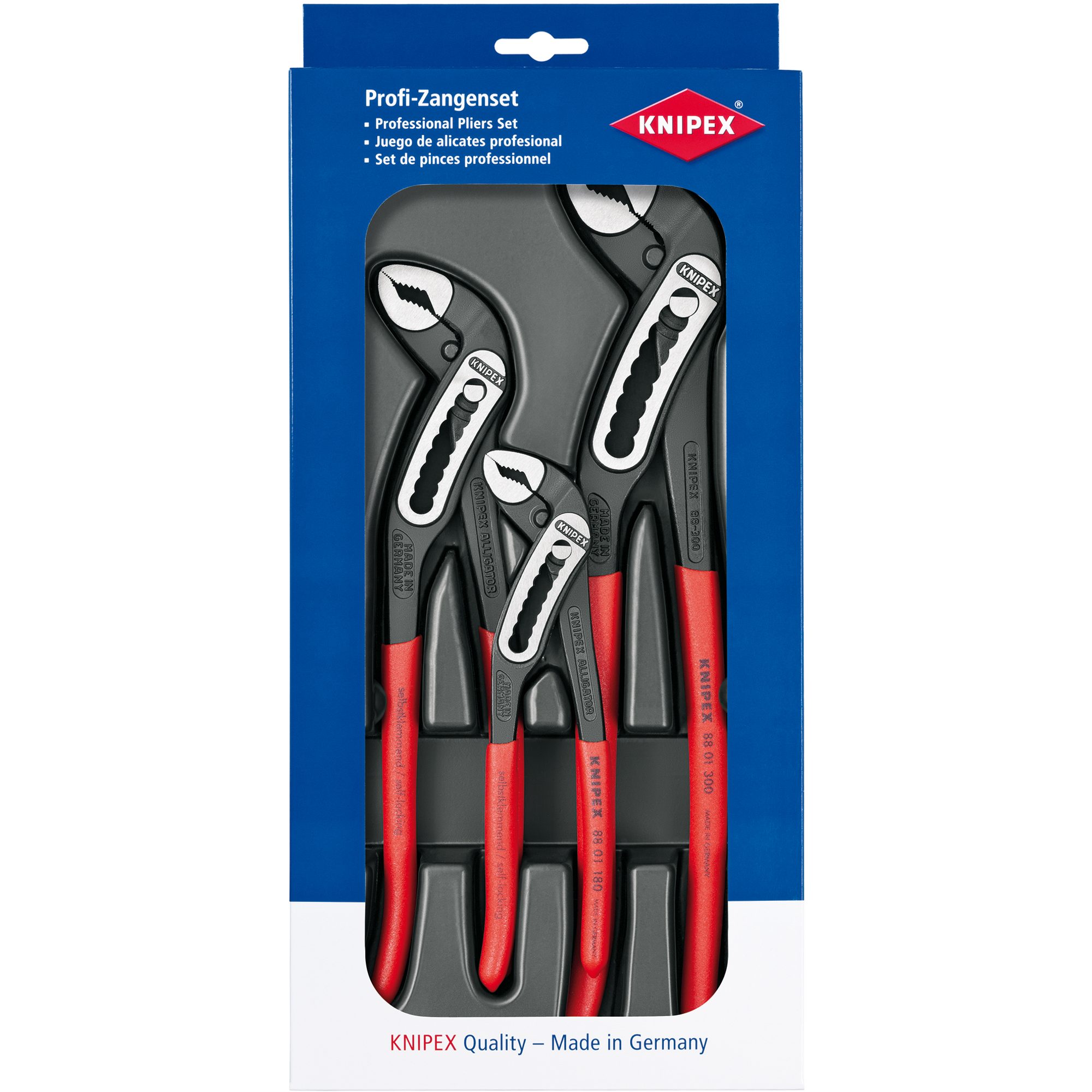 Knipex Rohrzange KNIPEX Alligator-Paket 00 20 09 V03, Zangen-Set, (3-teilig, gezahnte
