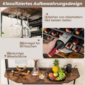 COSTWAY Konsolentisch, mit Weinregal&Ladestation (USB-Anschlüsse), Holz 120cm