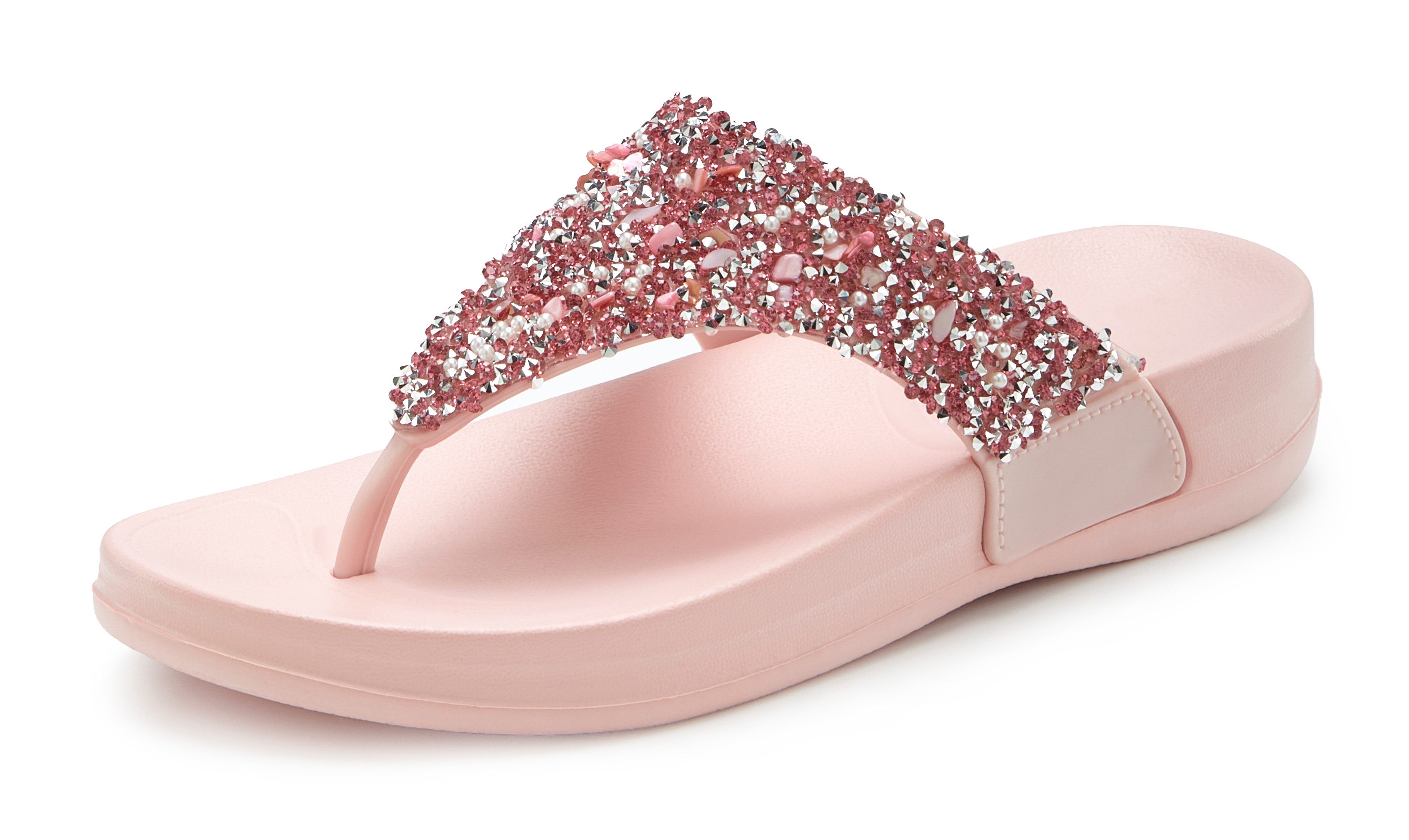 Vivance by Lascana Flip Flop, Badelatsche, Badeschuhe, Pantolette, Zehentrenner, Badezehentrenner NEU Sommerschuh mit modischem Glitzerdetail VEGAN