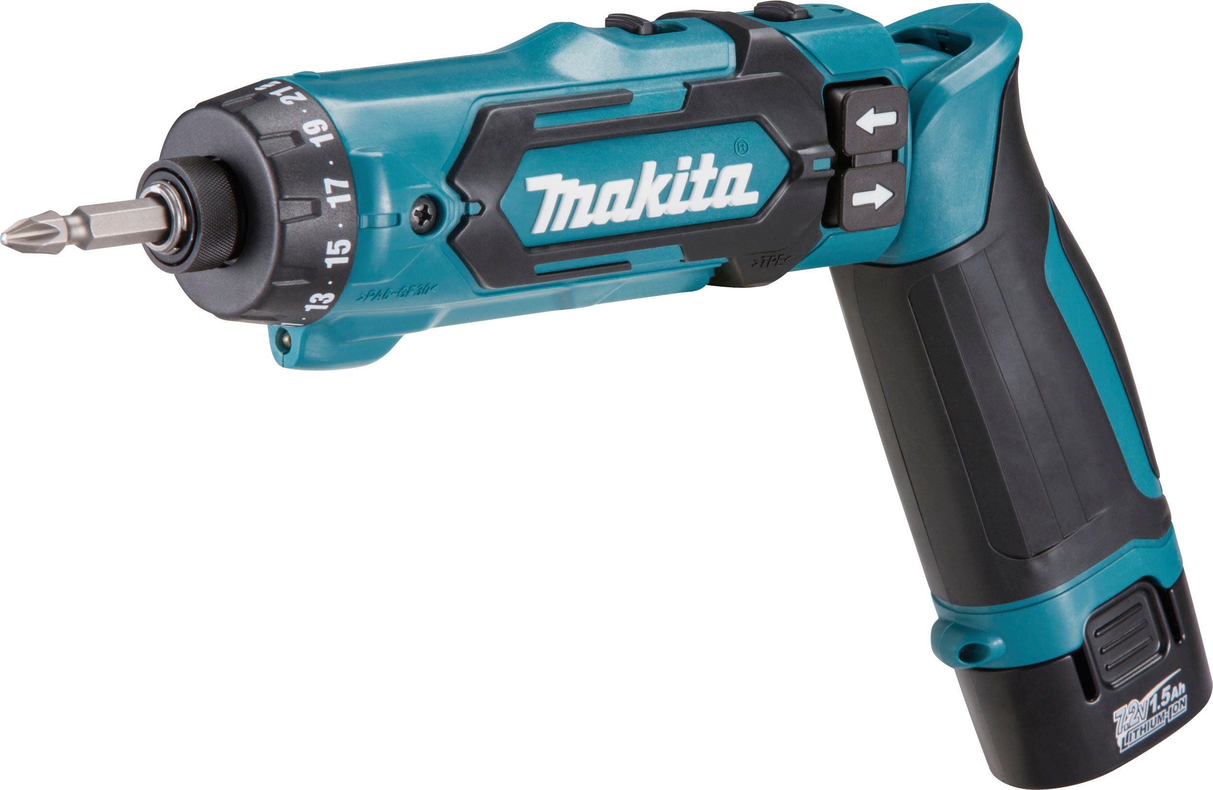 DF012DSE, integrierter Makita 650 Ladegerät inkl. Nm, und Akku Akku-Schrauber U/min, 5,6