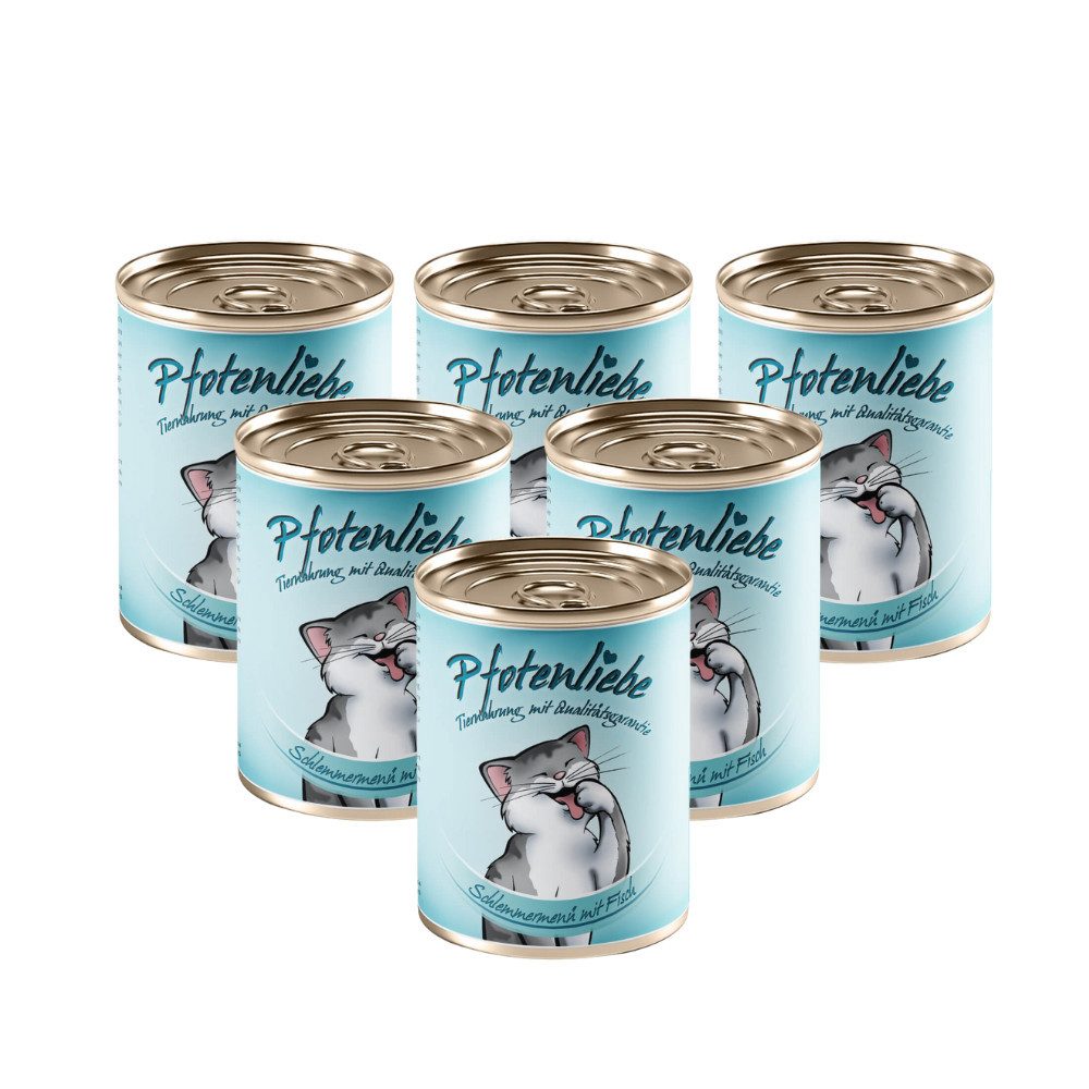 Pfotenliebe Schlemmermenü mit Fisch 6x400g, Nassfutter für: Katzen