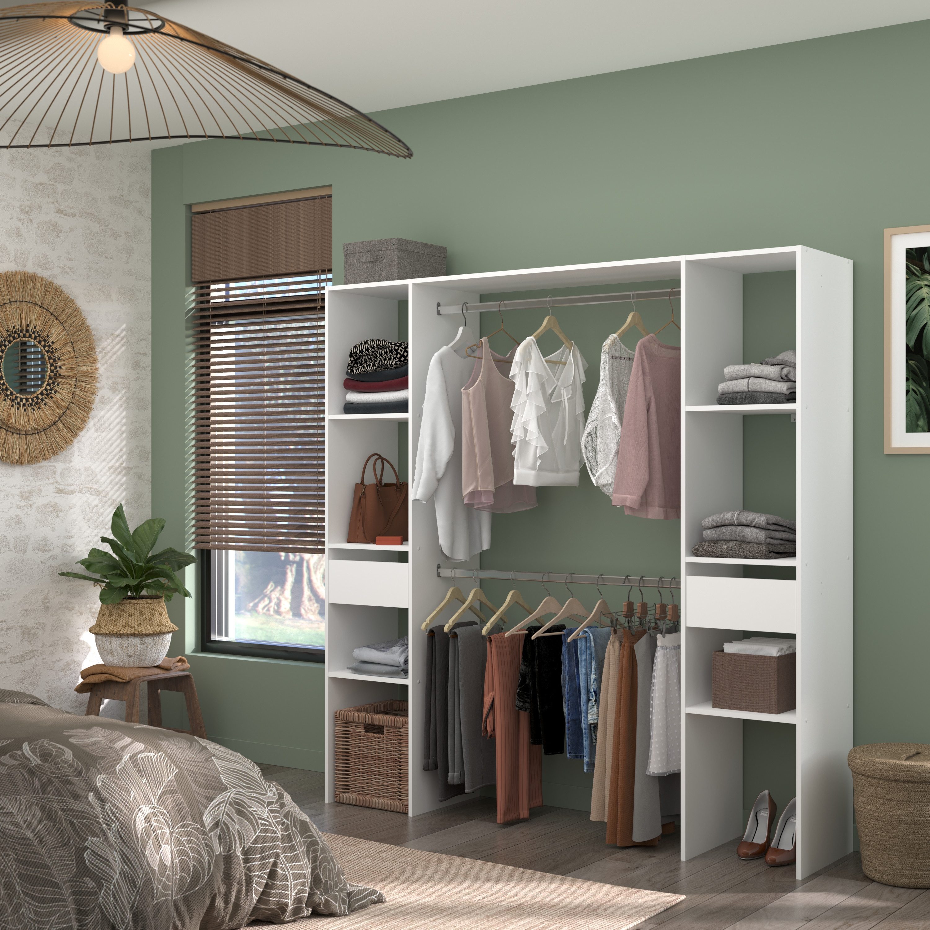 Parisot Vorhang-Schrank Combi 2 (Einzelmöbel) Offenes Schranksystem mit Vorhang