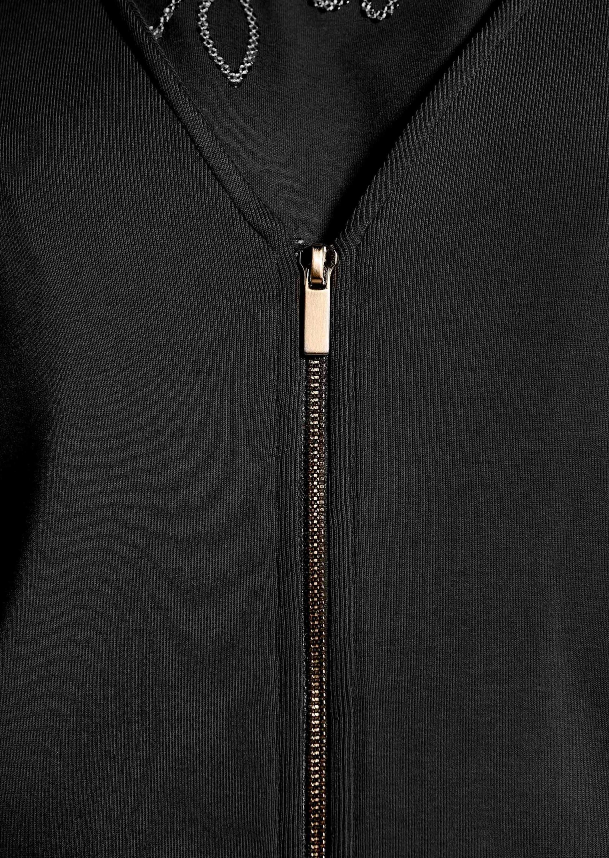 MADELEINE Langarmshirt Elegante Viskosejacke mit Reißverschluss Sportlich-eleganter Blazer mit tiefem V-Ausschnitt, ungefüttert