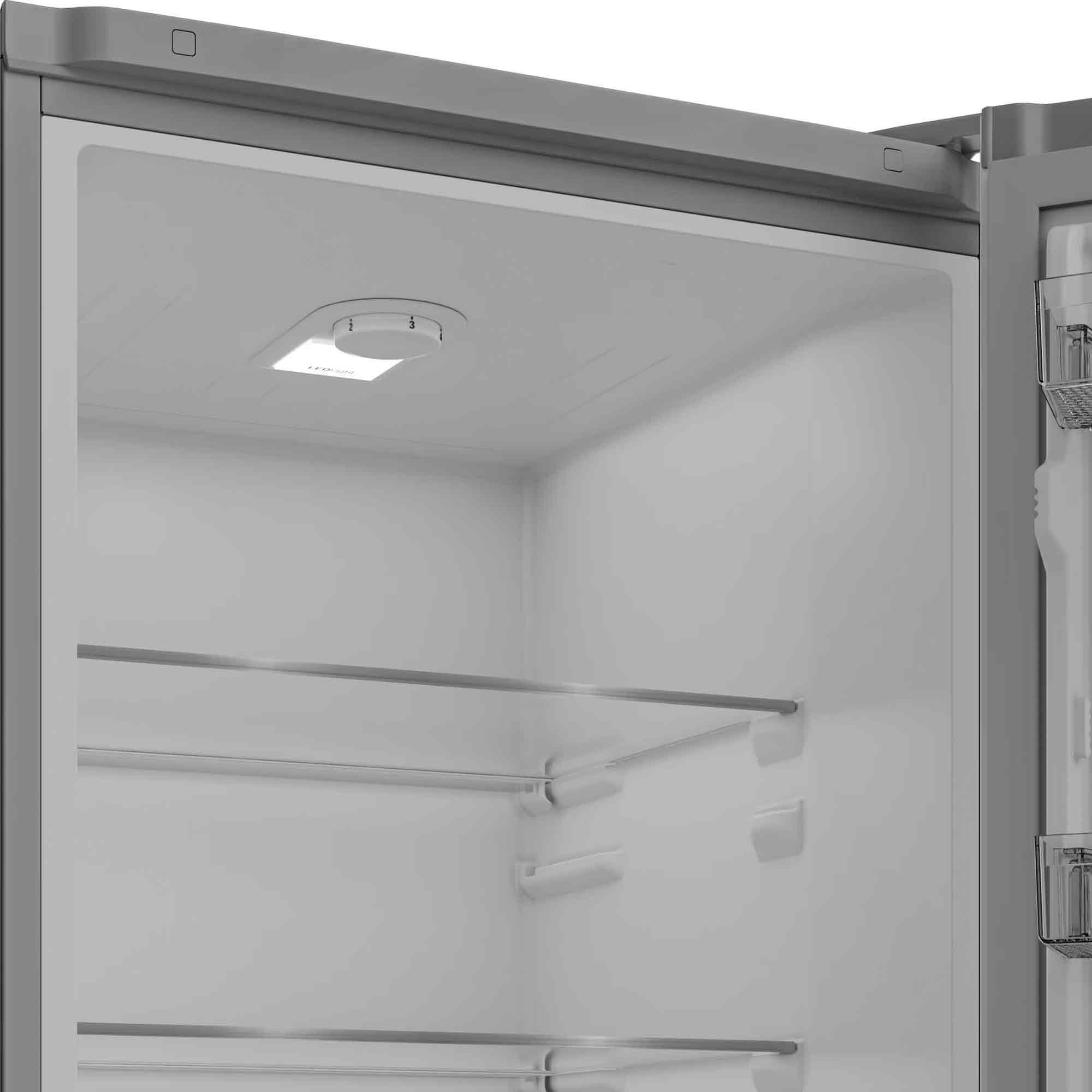 BAUKNECHT Kühlschrank Edelstahloptik KGL EVO 185 IN, 185 cm hoch, 59,5 cm breit, LessFrost, 4 Ablagen, 3 Türfächer, Edelstahloptik