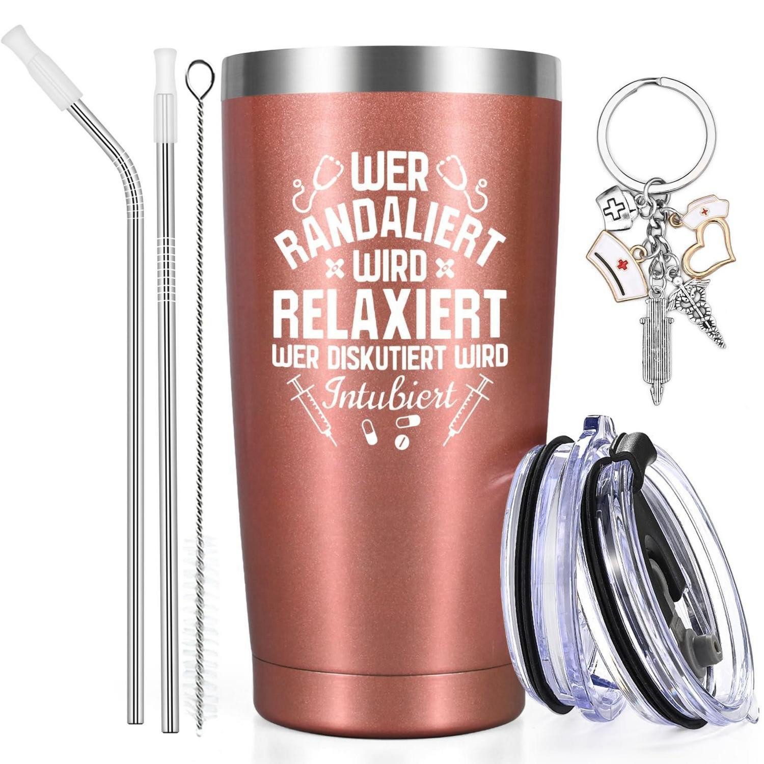 LuxusKollektion Thermobecher Thermobecher Krankenschwester Spruch 600ml, Metall