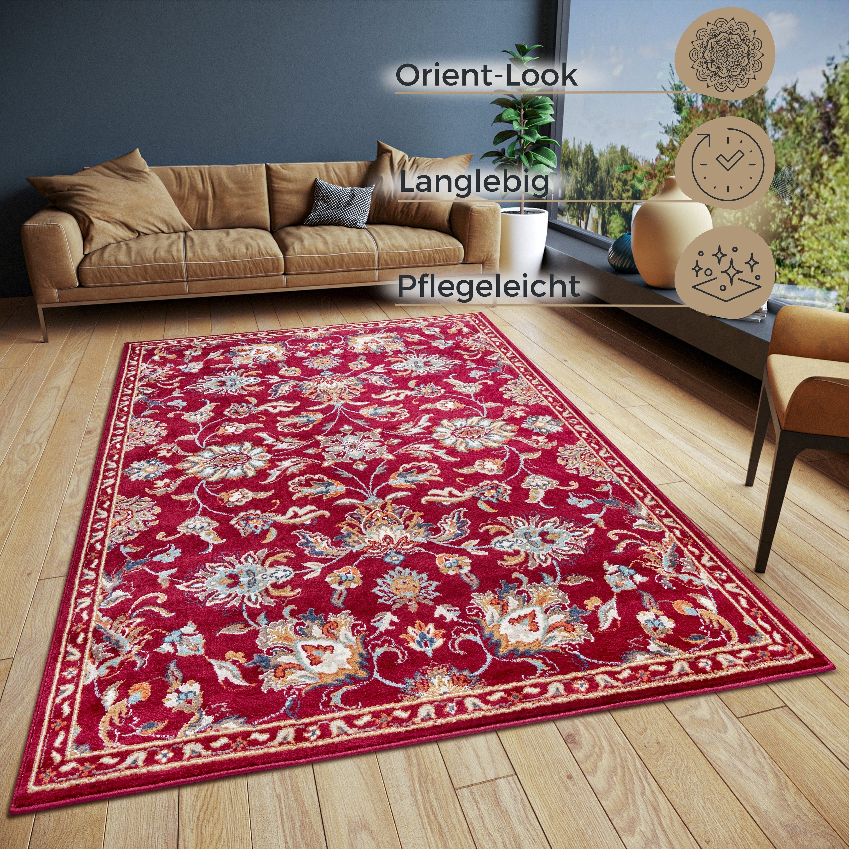 HANSE Home Teppich Caracci, rechteckig, Höhe: 8 mm, Läufer, Orientalisch, Kurzflor, Wohnzimmer, Schlafzimmer, Esszimmer