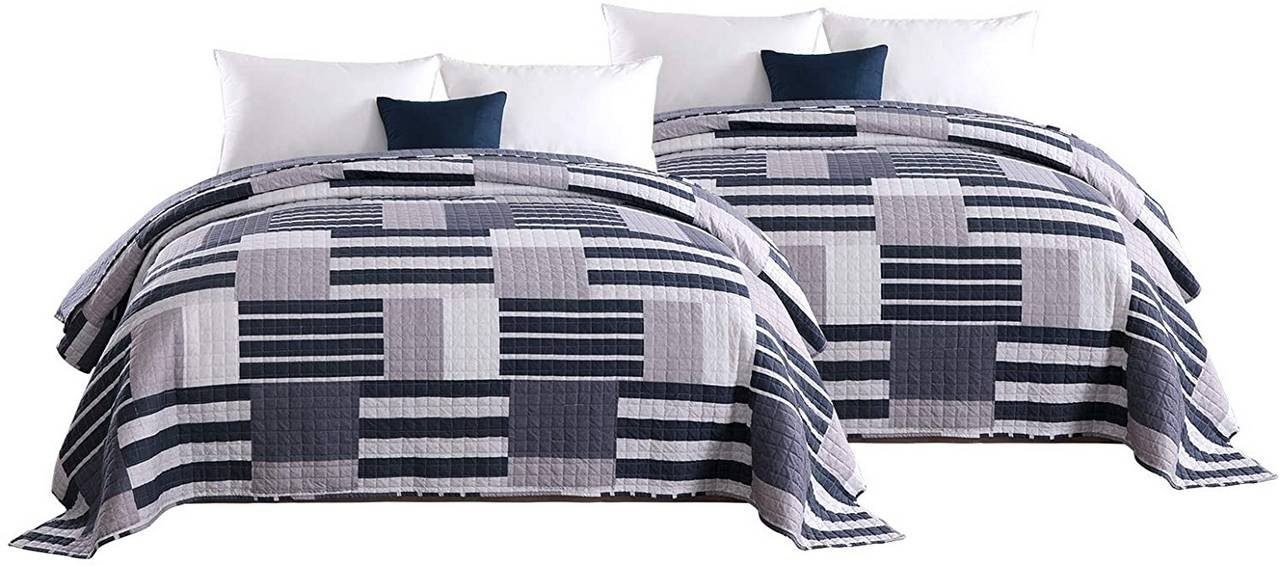 Woltu Tagesdecke, 2 x Tagesdecken Bettüberwurf Steppdecke Patchwork günstig online kaufen