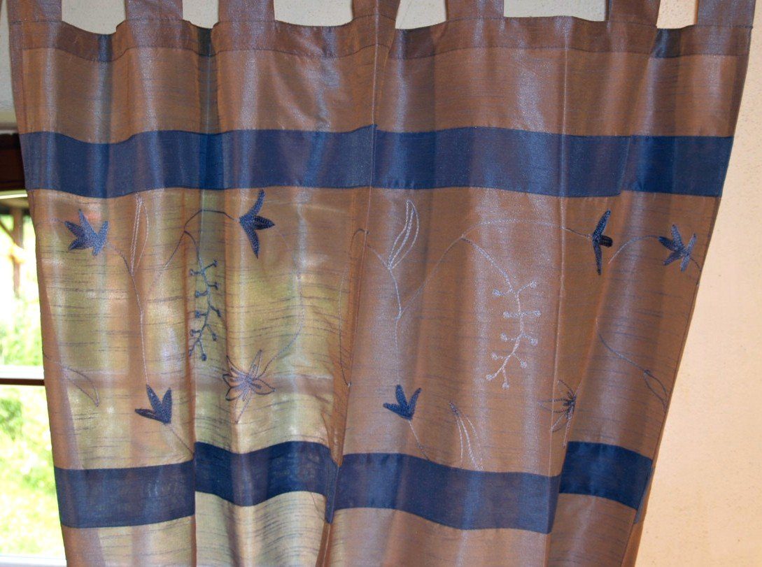 Guru-Shop (1 Gardine grau / Paar blau -.., Gardinen) Vorhänge, Vorhang, Vorhang