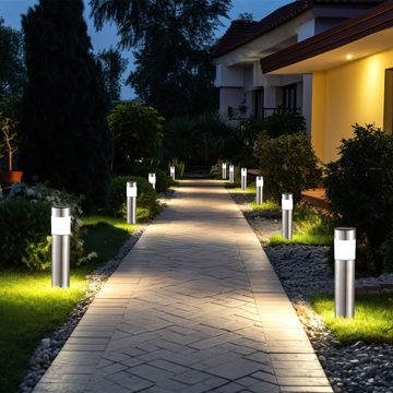 etc-shop LED Gartenleuchte, LED-Leuchtmittel fest verbaut, 8er Set LED Solar Steck Leuchten Garten Weg Außen Beleuchtung IP44