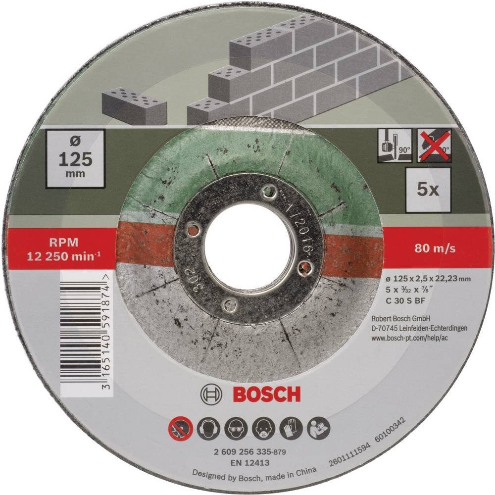 gekröpft 5tlg. 125 BOSCH Stein D Professional Trennscheibe für Bosch Trennscheiben-Set