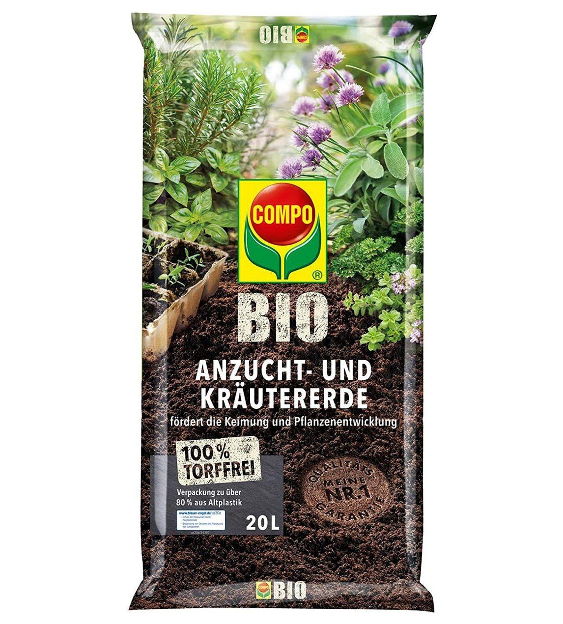 Compo Pflanzendünger COMPO Bio Anzucht und Kräutererde, 20 Ltr