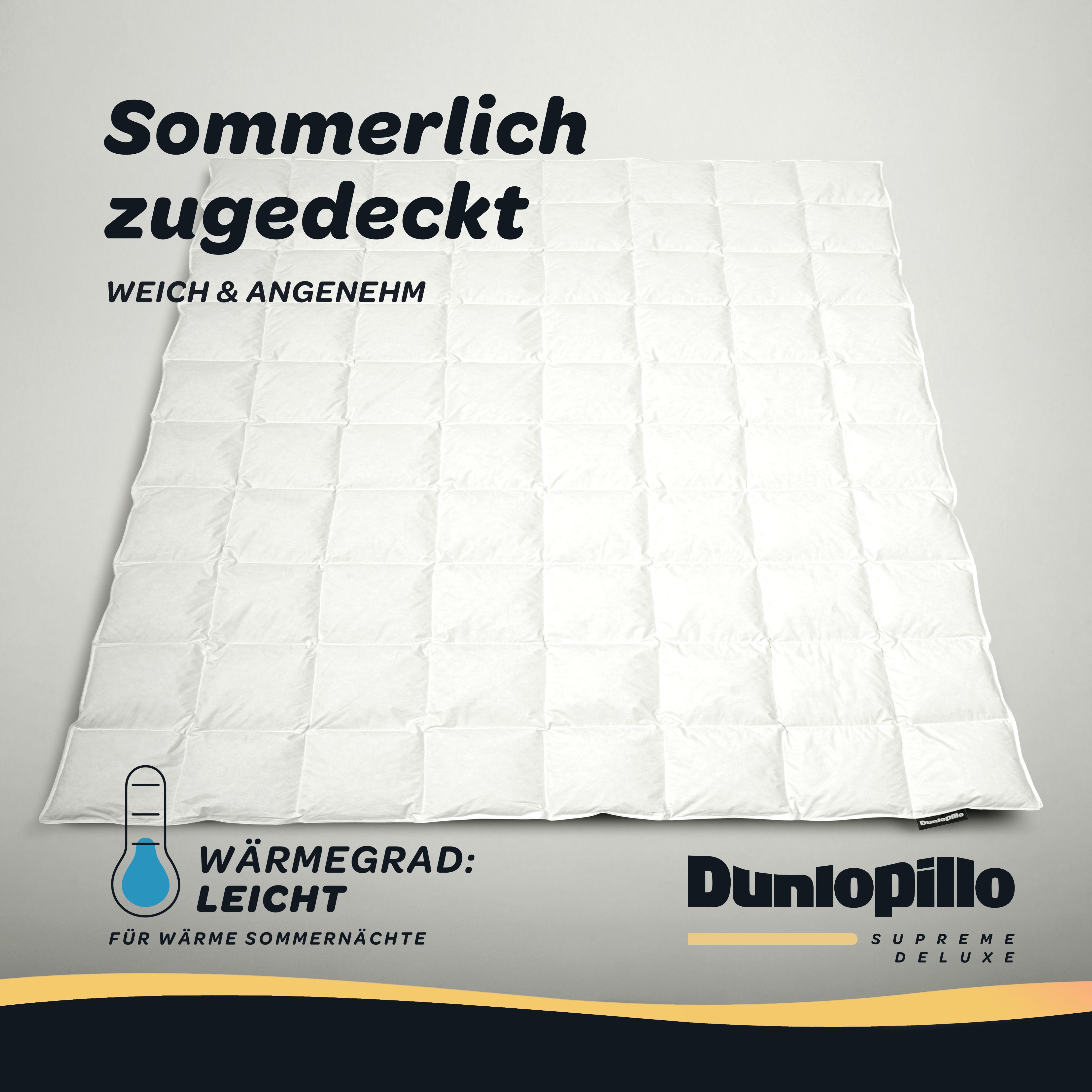 Dunlopillo Gänsedaunenbettdecke Dunlopillo Supreme Deluxe, "NEUHEIT" in Größe 135x220 & 155 220 cm, Füllung: 90% Gänsedaunen & 10% Federn, Bezug: 100% Baumwoll-Batist, Hergestellt in Deutschland & Downpass zertifiziert, NOMITE