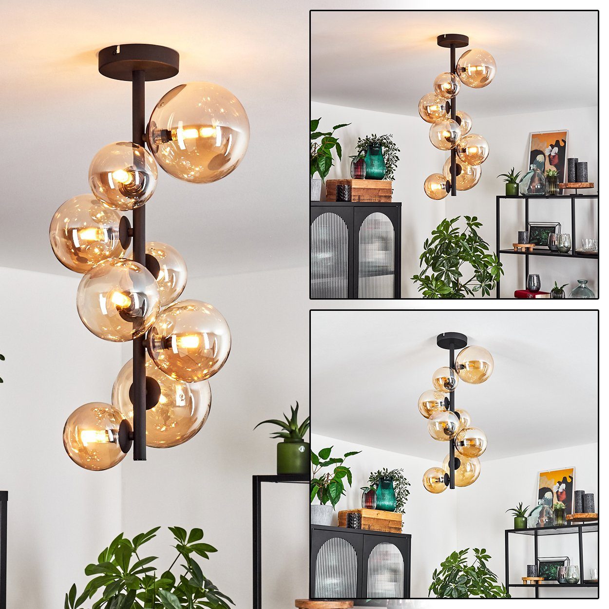 hofstein Deckenleuchte Deckenlampe aus Metall/Glas in günstig online kaufen