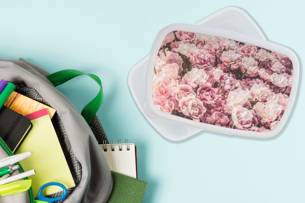 und Rosa, (2-tlg), weiß für Brotdose, Kunststoff, Natur - Erwachsene, für Blumen - und Lunchbox MuchoWow Kinder Brotbox Jungs Mädchen