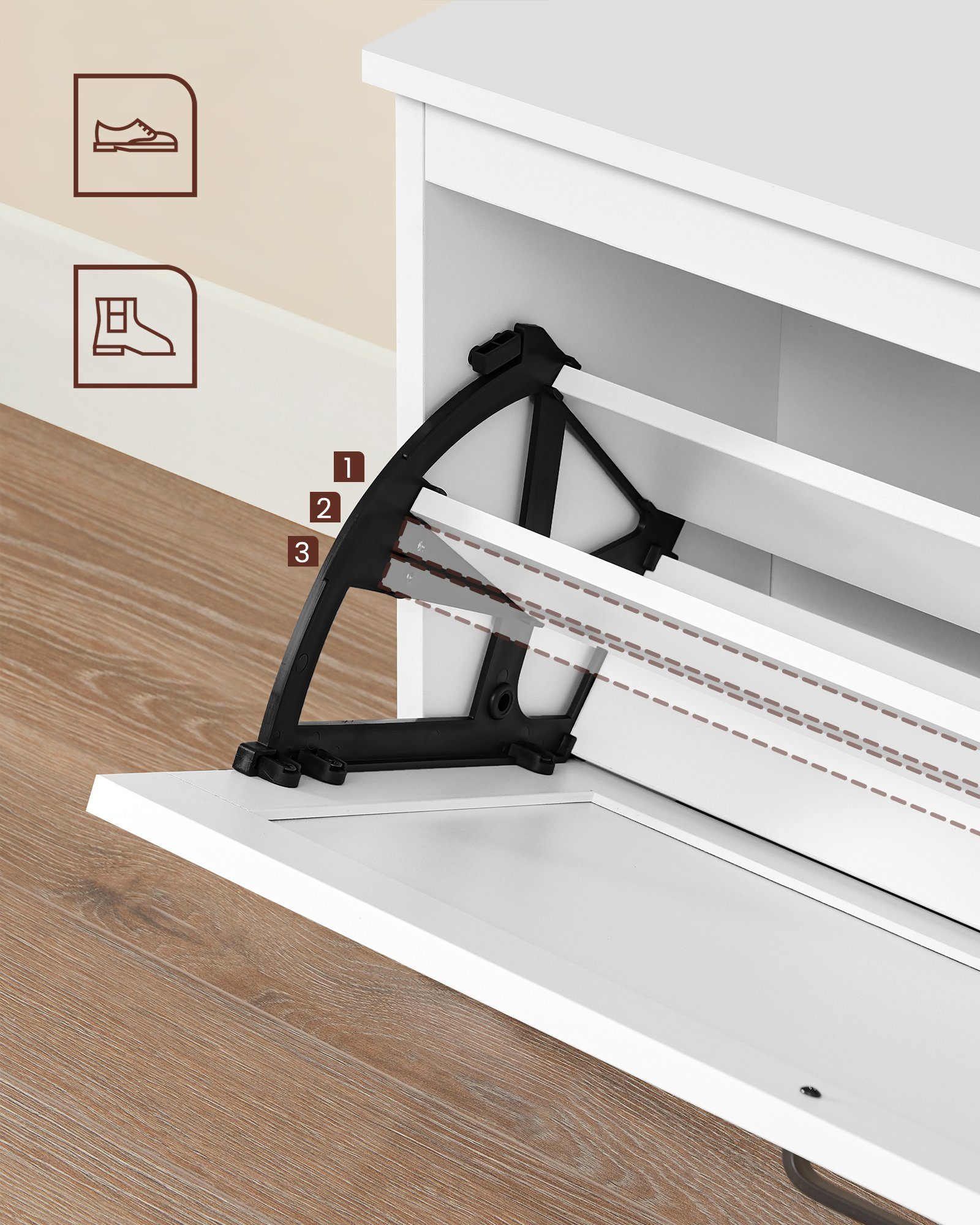 VASAGLE Schuhbank, Sitzbank mit Kappe, mit seitlichen Griffmulden