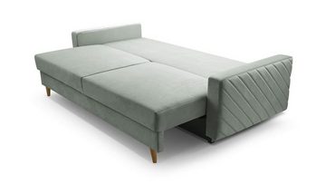 MOEBLO Schlafsofa CALIFORNIA, Sofa aus Samtstoff Couch für Wohnzimmer Sofagarnitur Polstersofa Wohnlandschaft Velours 230x96x97cm, mit Bettkasten und Schlaffunktion