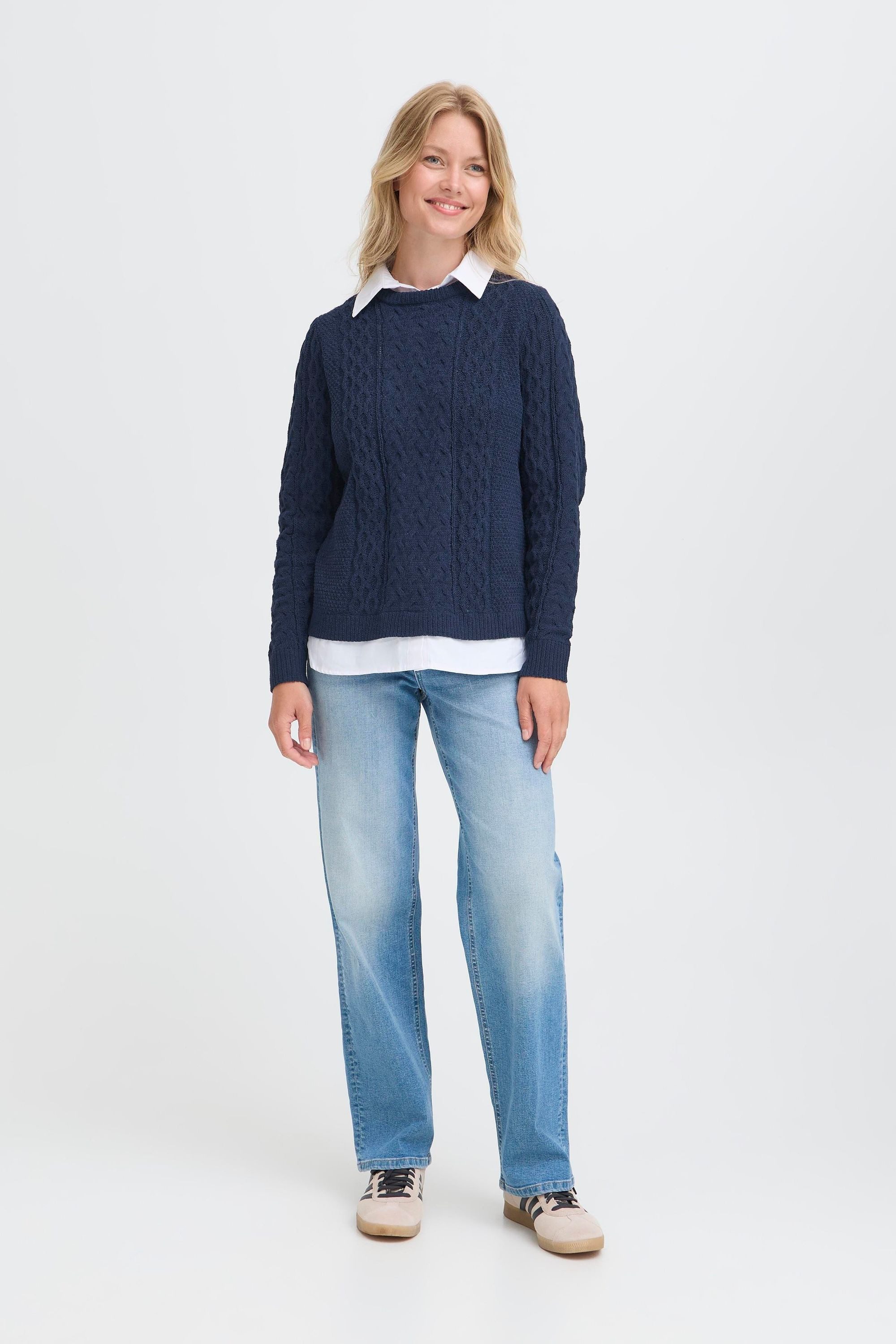 OXMO Strickpullover OXFSanvi Modischer Strickpullover mit integrierter Bluse