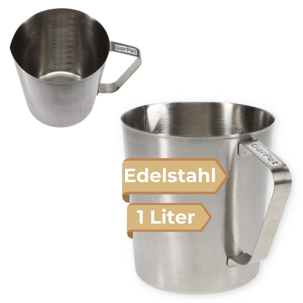 GarPet Messbecher Messbecher Edelstahl 1l Cocktail Meßbecher spülmaschinenfest 1000 ML