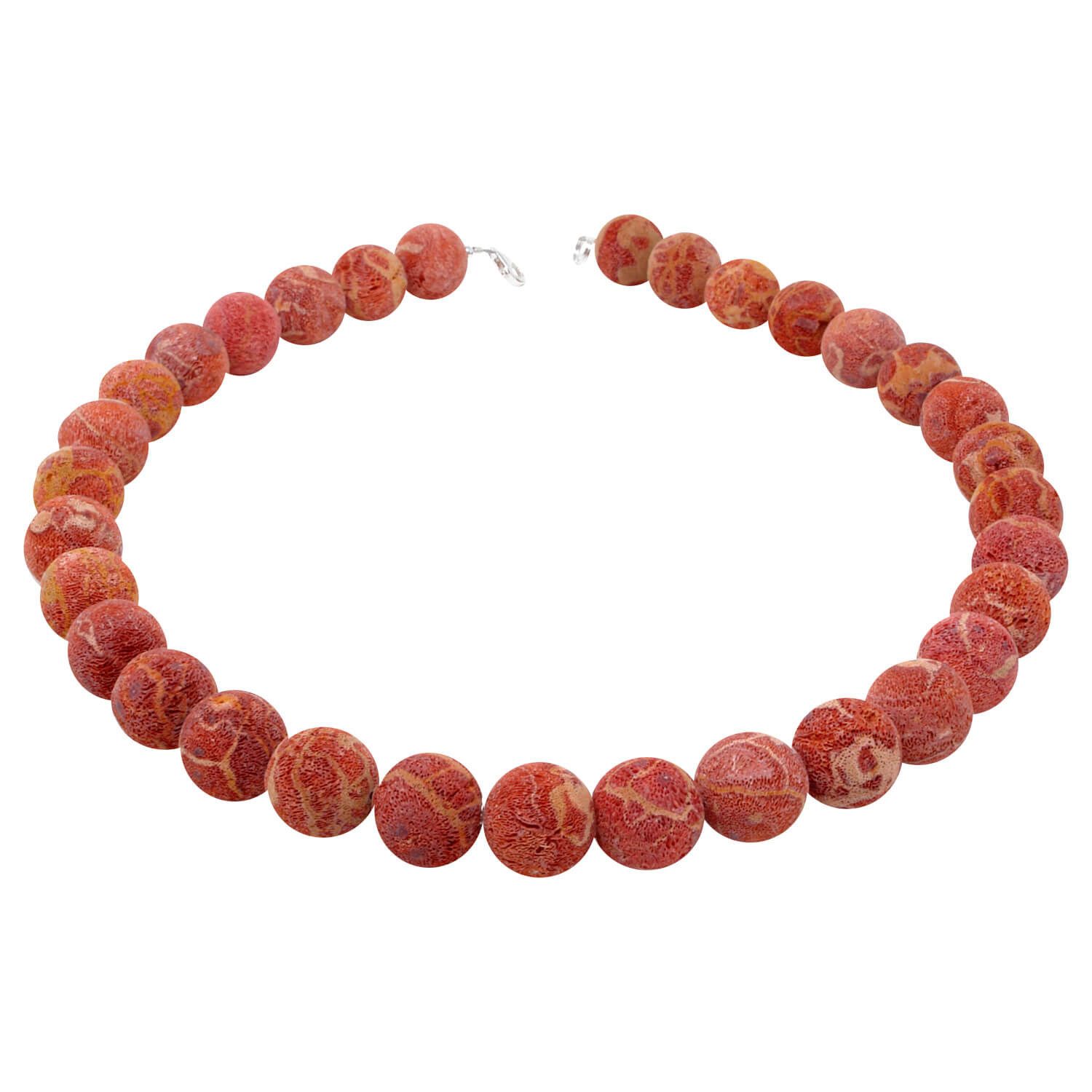Schmuck Krone Collier Kette aus echten Korallen, rot-orange, Silber 925 günstig online kaufen