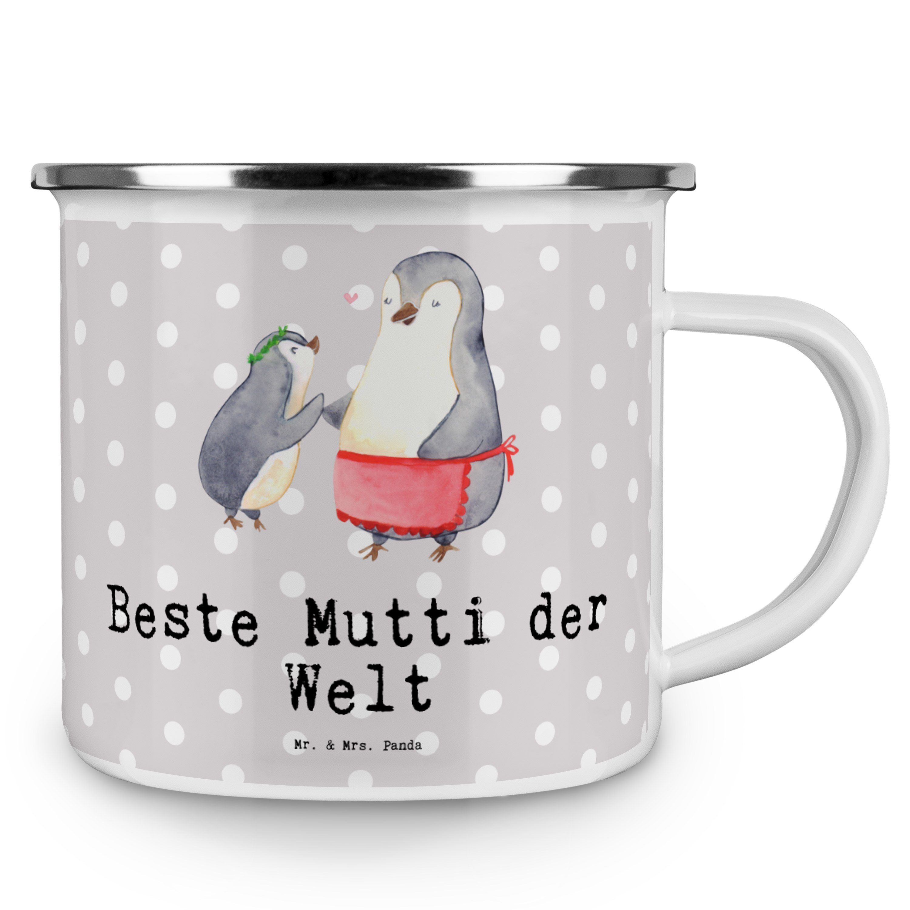 Mr. & Beste Pastell Becher Geschenk, - Metall, - Emaille Danke, Pinguin Grau Panda der Welt Mrs. Mutti
