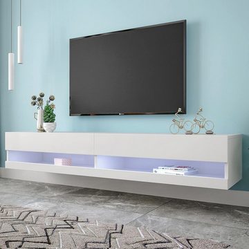 XDOVET TV-Schrank LED TV-Lowboard mit Variable LED-Beleuchtung Hochwertiges TV-Board mit viel Stauraum für Ihr Wohnzimmer 140x40x30.5cm