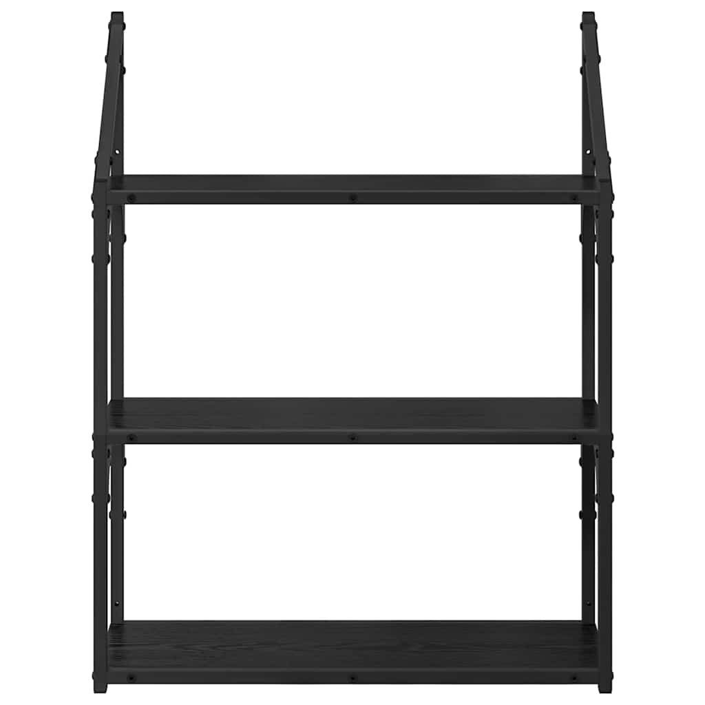 vidaXL Regal Wandregal Wandhalterung Schwarz Eichen-Optik 60 x 21 x 78,5 cm, 1-tlg. – Bild 5 von 5