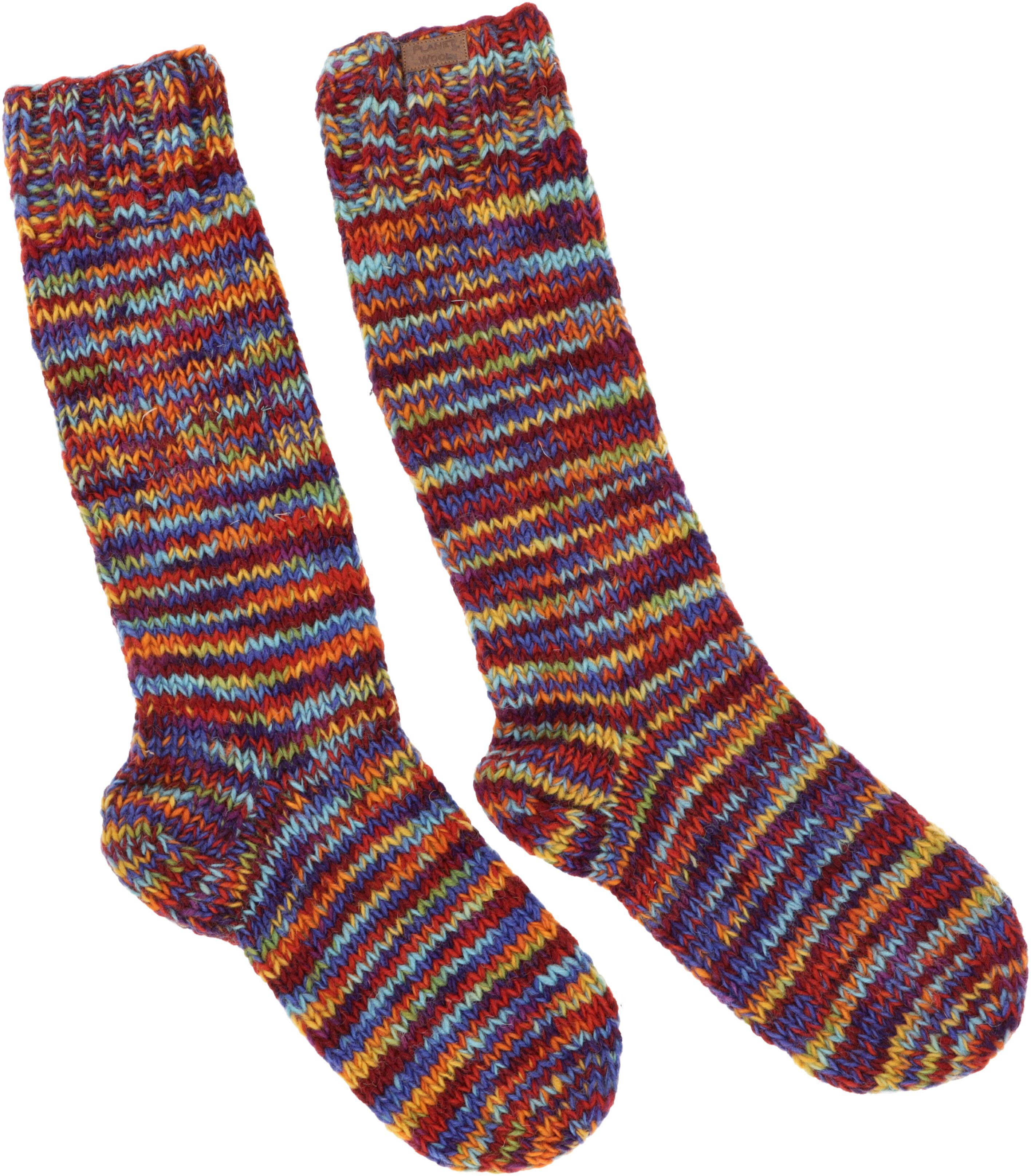 Guru-Shop Haussocken Handgestrickte Schafwollsocken, Haussocken,..