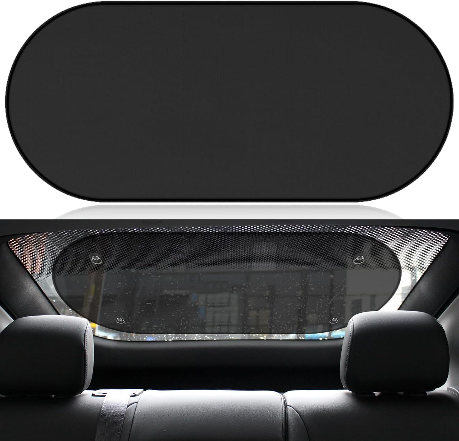 FELIXLEO Autosonnenschutz Sonnenschutz Heckscheibe Auto, Faltbare Mesh Blende 4 Saugnäpfe 100x50 – Bild 5 von 5