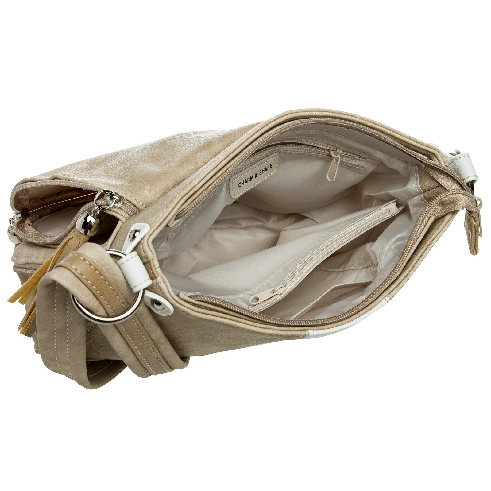 diverse beige Rucksack Umhängetasche Umhängetasche Handtasche Umhängetasche - #15105 weiß Damen TS1028 Caspar Tasche Modelle