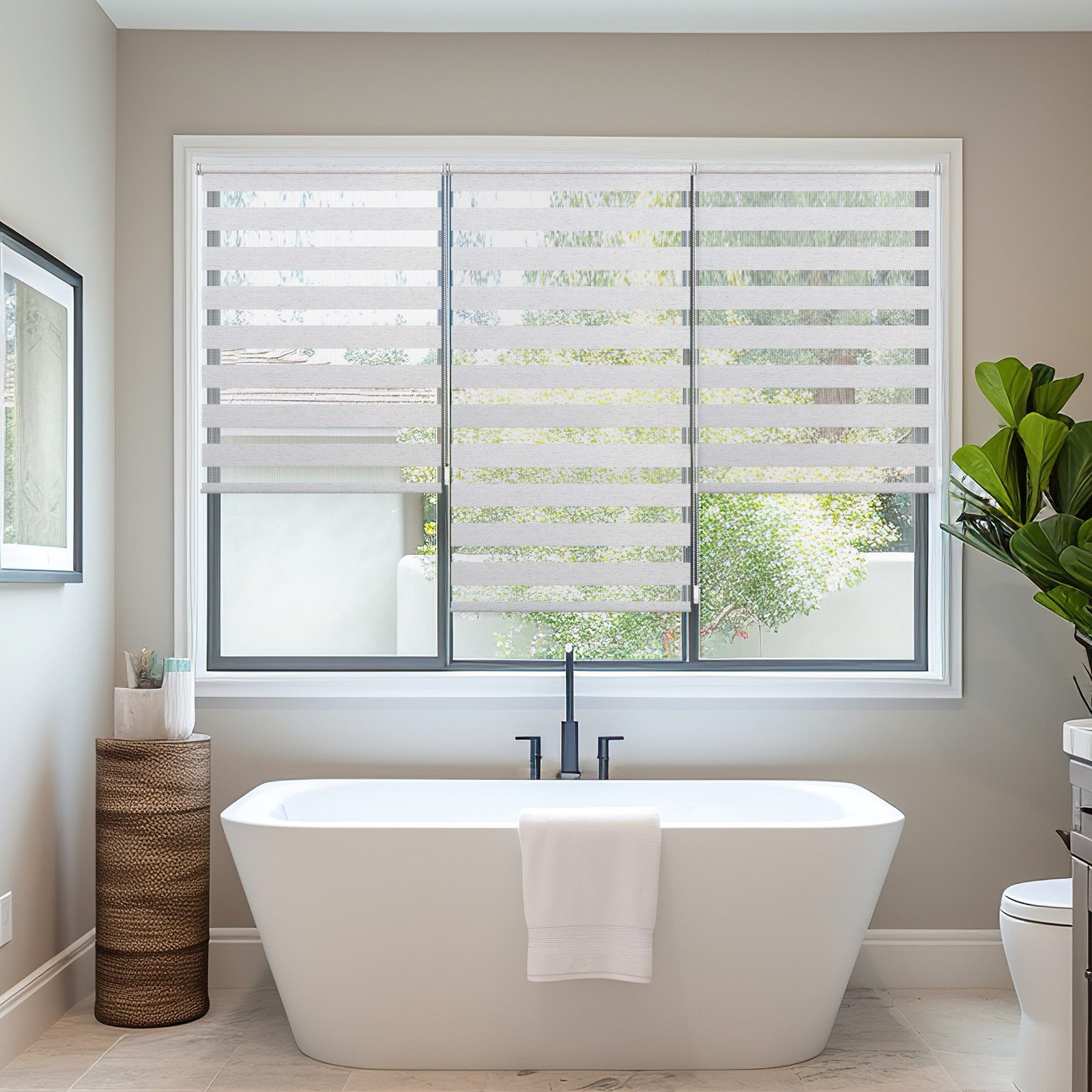 Doppelrollo Doppelrollo Klemmfix ohne Bohren Duo Rollo Leinenoptik Rollo Ja günstig online kaufen