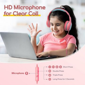 Earfun 2er-Pack Kopfhörer Kinder mit Kabel, 85/94dB Lautstärkenbegrenzer Headset (Leichtes Gewicht und angenehmer Tragekomfort für stundenlanges Nutzungserlebnis., Stereo Sound, HD-Mikrofon, Audio-Sharing, Over Ear Kinderkopfhörer)