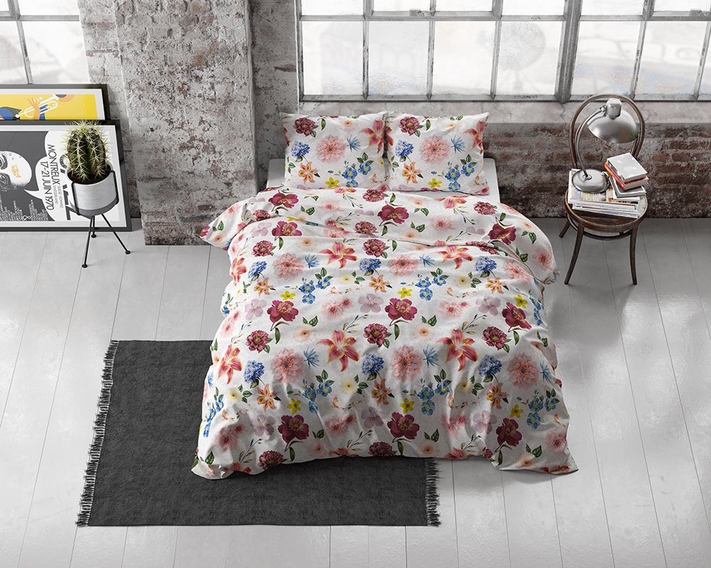 Sitheim-Europe Bettwäsche SATIN KLEE MULTI -Bettbezug & Kissenbezüge, Satin, 3 teilig, Weich, geschmeidig und wärmeregulierend