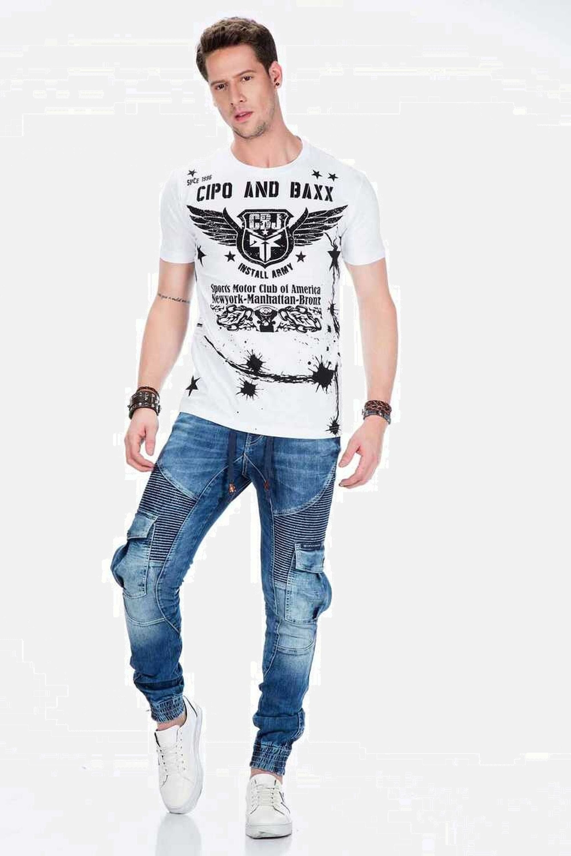Cipo & Baxx Cargojeans Jeans mit elastischen Bündchen am Saum, CD-446