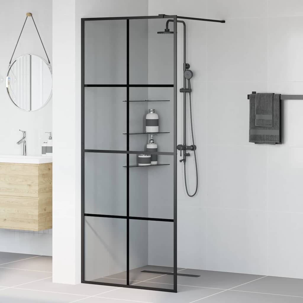 vidaXL Duschwand Walk-in Duschwand Schwarz 80 x 195 cm Gehärtetes Glas, (1 tlg)