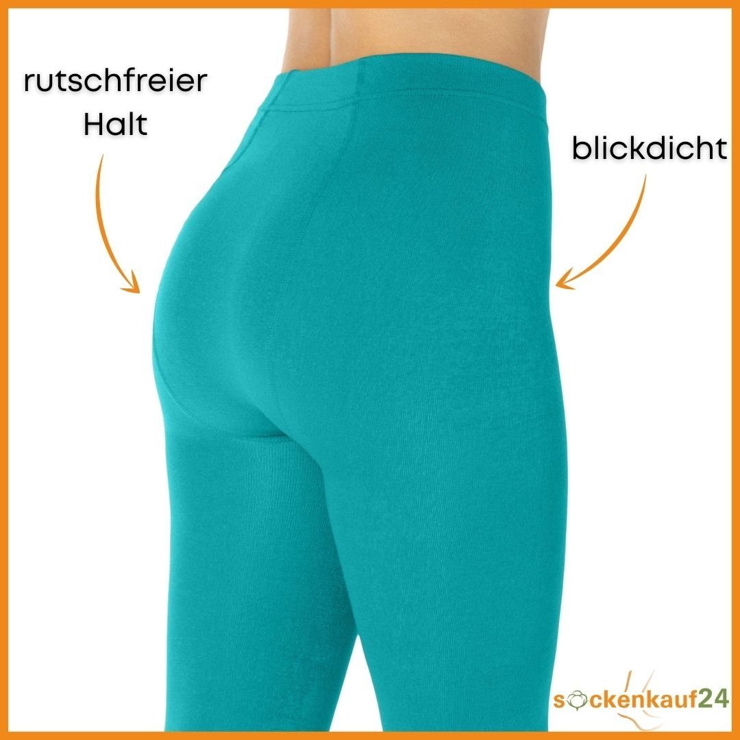 sockenkauf24 Thermoleggings Damen THERMO Leggings mit Innenfleece in vielen Farben (38-40, Ozean) extra warm Winter Leggings, WP